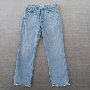 Agolde Jeans Women 28 Light Wash Blue Riley Crop Distressing Button Fly Casual